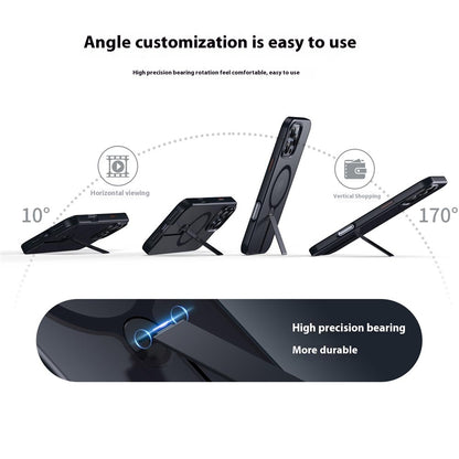 For iPhone 14 Pro Case Compatible with MagSafe Rotating Straight Kickstand TPU + PC Matte Phone Cover