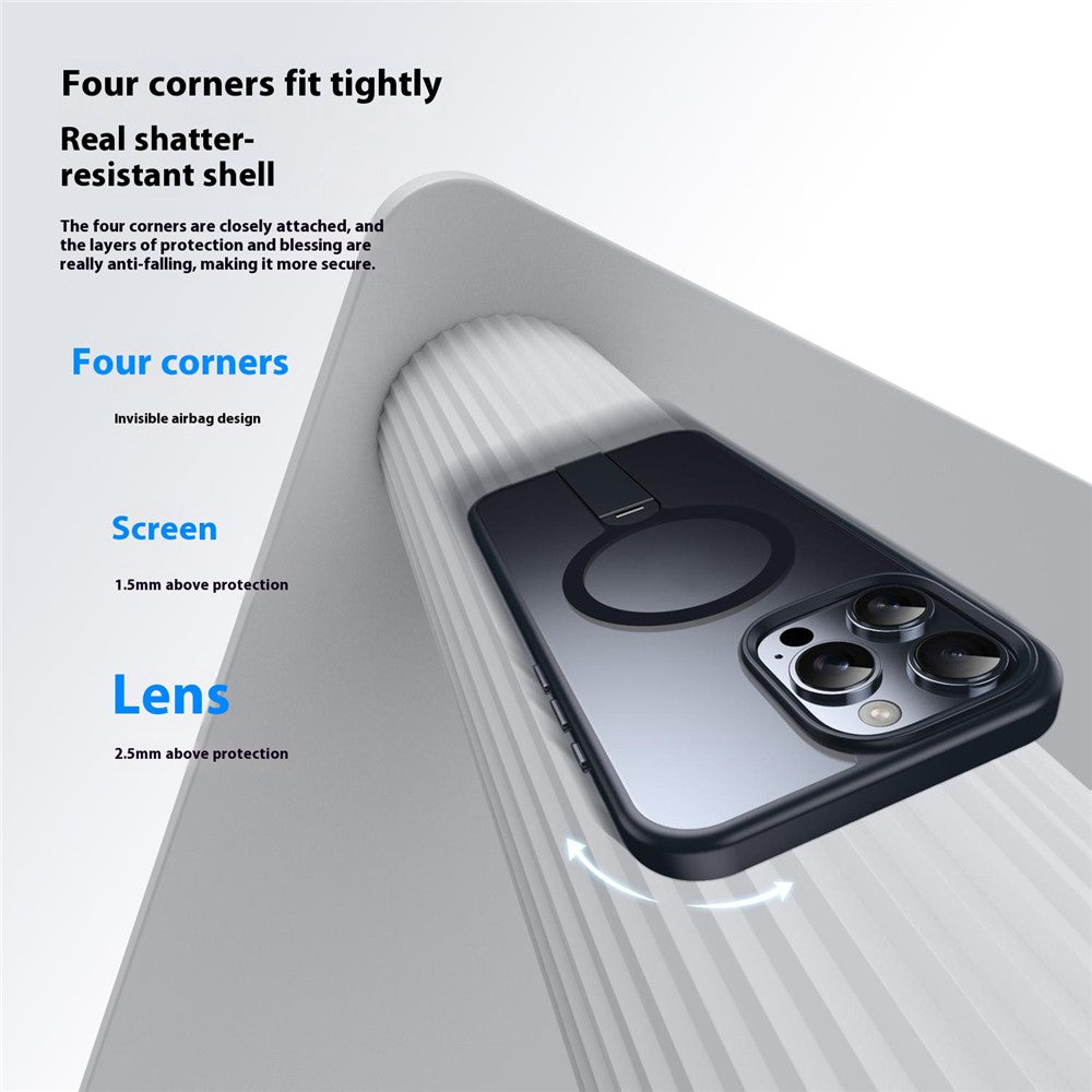For iPhone 14 Pro Case Compatible with MagSafe Rotating Straight Kickstand TPU + PC Matte Phone Cover