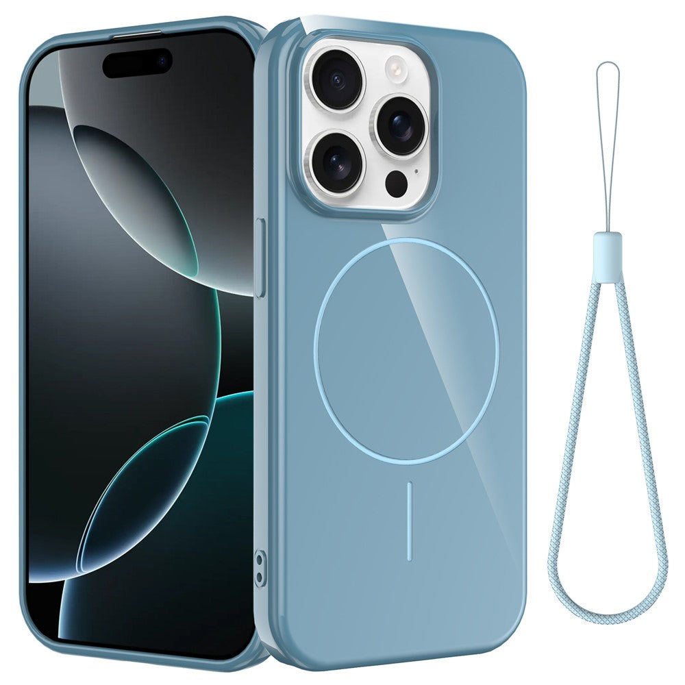 For iPhone 14 Pro Magnetic Case Compatible with MagSafe TPU Phone Back Cover with Lanyard