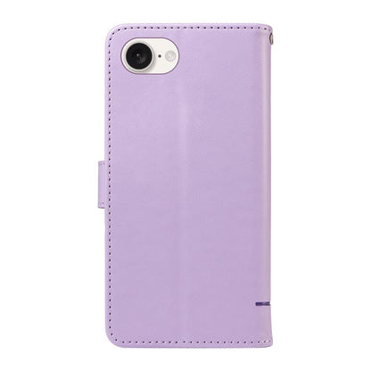 For iPhone 17e / 16e Wallet Case Cat Pattern Imprint Leather Phone Cover with Wrist Strap