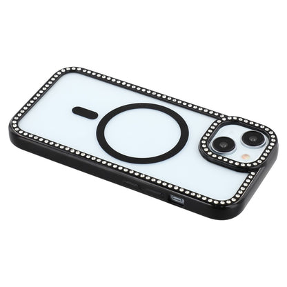 For iPhone 15 Case Compatible with MagSafe Sparkling Rhinestone Decor TPU + PC Clear Phone Back Cover