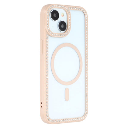 For iPhone 15 Case Compatible with MagSafe Sparkling Rhinestone Decor TPU + PC Clear Phone Back Cover