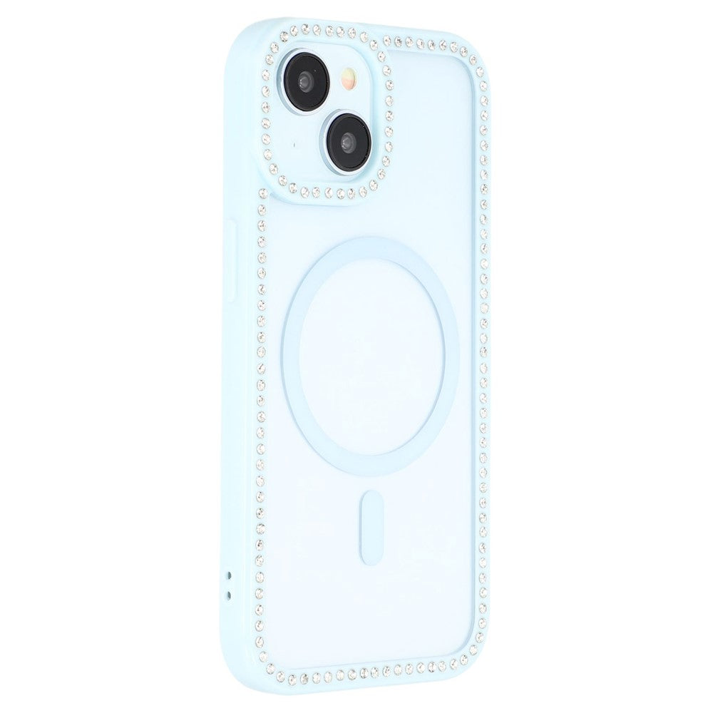 For iPhone 15 Case Compatible with MagSafe Sparkling Rhinestone Decor TPU + PC Clear Phone Back Cover