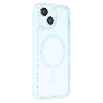 For iPhone 15 Case Compatible with MagSafe Sparkling Rhinestone Decor TPU + PC Clear Phone Back Cover