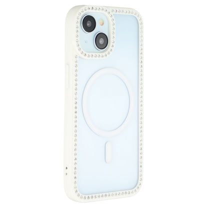 For iPhone 15 Case Compatible with MagSafe Sparkling Rhinestone Decor TPU + PC Clear Phone Back Cover