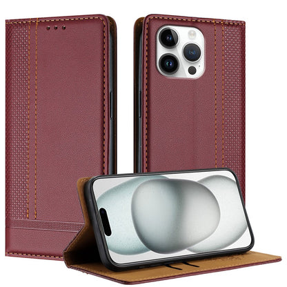 For iPhone 16 Pro Max Case L-Shaped Grid Pattern Leather Stand Phone Cover with Card Slots
