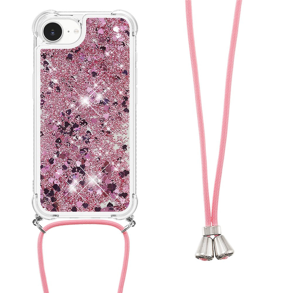 For iPhone 17e / 16e TPU Case Quicksand Design Phone Cover with Lanyard