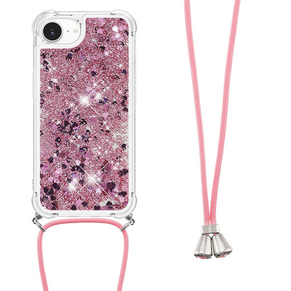 For iPhone 17e / 16e TPU Case Quicksand Design Phone Cover with Lanyard
