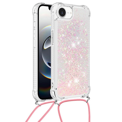 For iPhone 17e / 16e TPU Case Quicksand Design Phone Cover with Lanyard