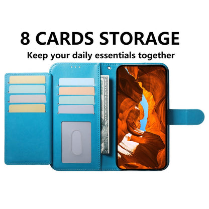 For iPhone 17e / 16e Wallet Phone Case with 8 Card Slot Stand PU Leather Folio Flip Cover