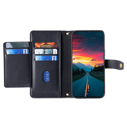 For iPhone 14 Pro Case Zipper Pocket Wallet Leather Phone Cover with 2 Straps