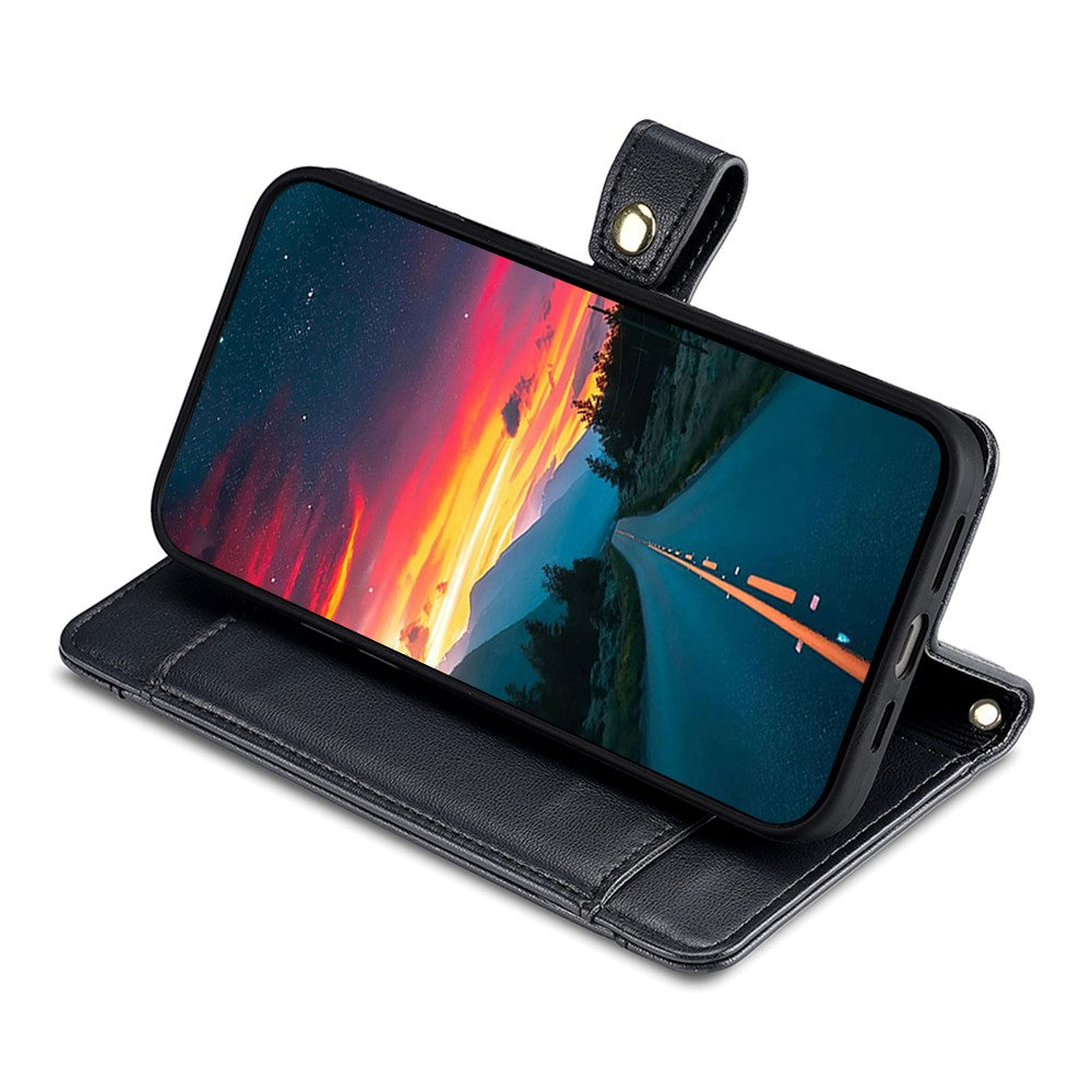 For iPhone 14 Pro Case Zipper Pocket Wallet Leather Phone Cover with 2 Straps