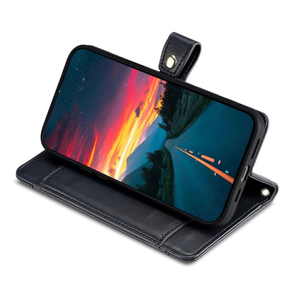 For iPhone 14 Pro Case Zipper Pocket Wallet Leather Phone Cover with 2 Straps