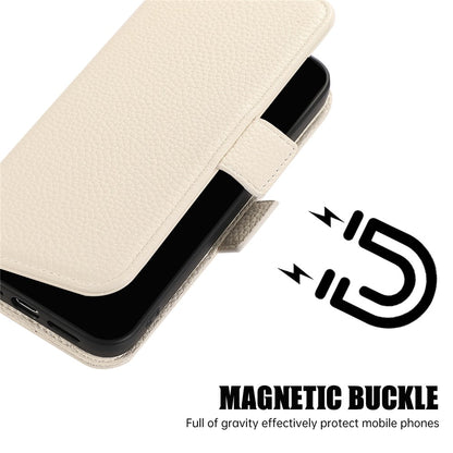 For iPhone 17e / 16e Wallet Case RFID Blocking Litchi Texture Flip Leather Cover with Wrist Strap and Crossbody Strap