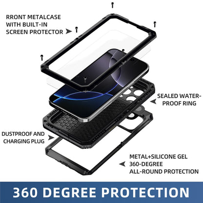 IP68 Waterproof Phone Case for iPhone 16 Pro Max Metal + Silicone Cover with Screen Protector