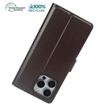 For iPhone 14 Pro Stand Case Biobased Eco-Friendly RPET RPVB Slim Phone Cover with Wallet
