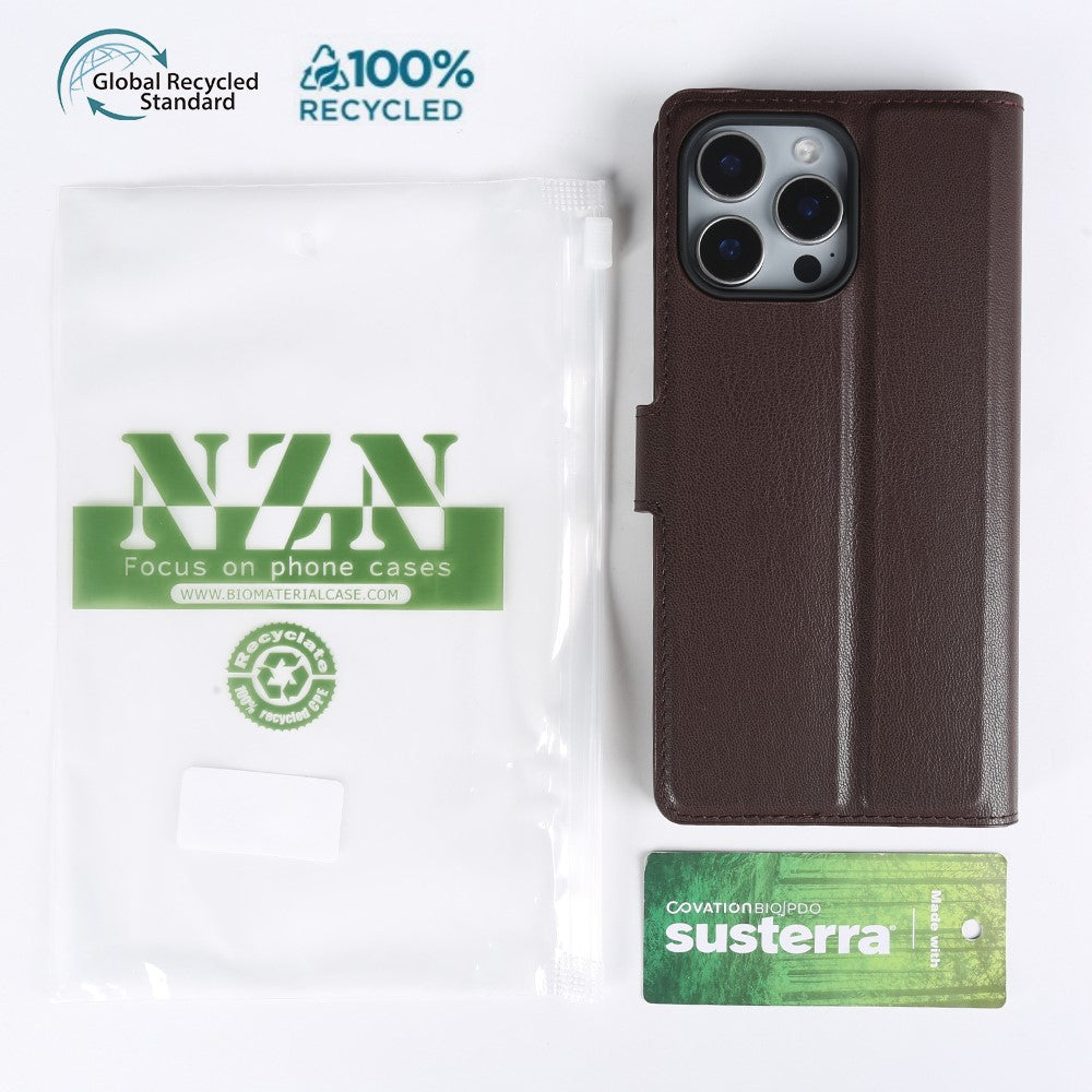 For iPhone 14 Pro Stand Case Biobased Eco-Friendly RPET RPVB Slim Phone Cover with Wallet
