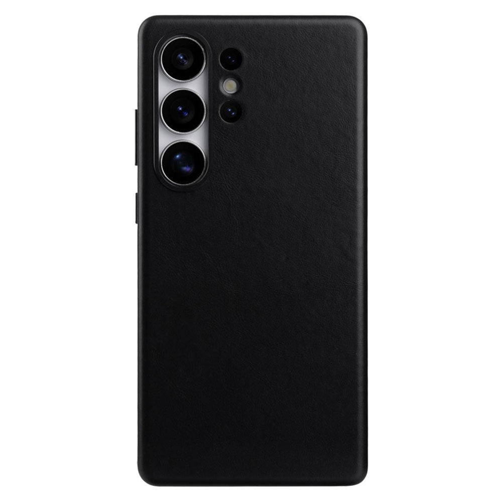 MELKCO For Samsung	Galaxy S25 Ultra Magnetic Case Full Wrapped Waxy Genuine Cow Leather PC Back Cover