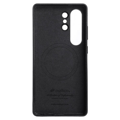 MELKCO For Samsung	Galaxy S25 Ultra Magnetic Case Full Wrapped Waxy Genuine Cow Leather PC Back Cover