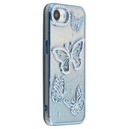 For iPhone 17e / 16e Case Rhinestones Decor 3D Butterfly TPU Phone Cover with Glitter Paper