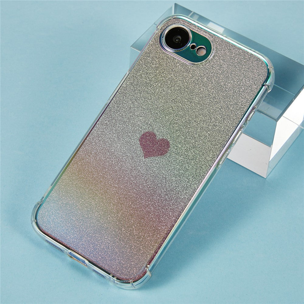 For iPhone 17e / 16e Case Heart Glitter Gradient TPU Phone Back Cover