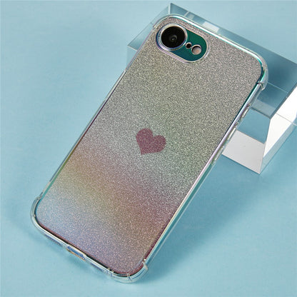 For iPhone 17e / 16e Case Heart Glitter Gradient TPU Phone Back Cover