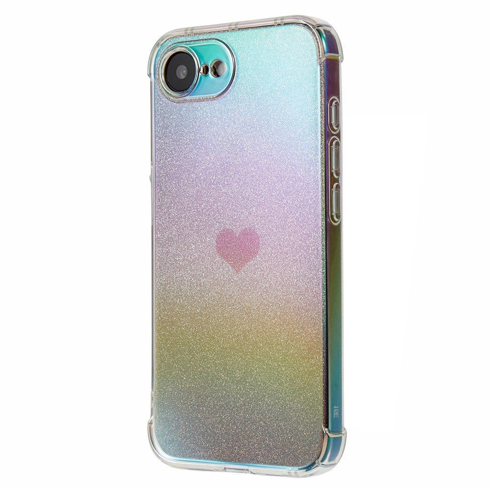 For iPhone 17e / 16e Case Heart Glitter Gradient TPU Phone Back Cover
