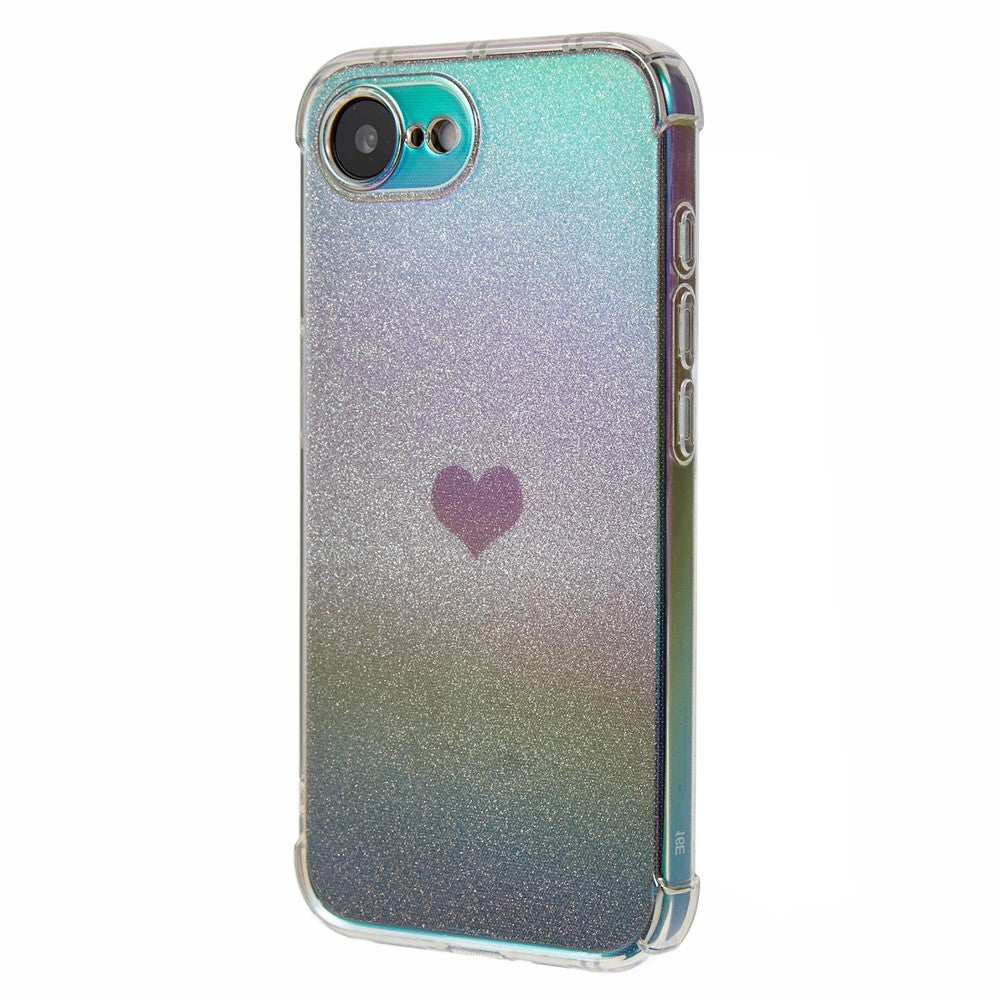 For iPhone 17e / 16e Case Heart Glitter Gradient TPU Phone Back Cover