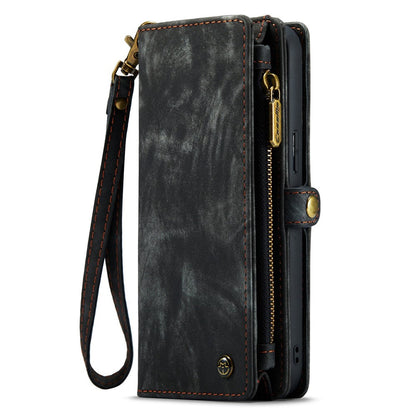 CASEME 008 Series for iPhone 14 Plus PU Leather Detachable Magnetic Handbag Phone Case Multi-Functional Zipper Pocket Wallet Stand Cover with Strap