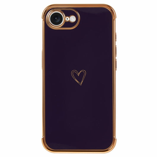 For iPhone 17e / 16e Case Love Heart Pattern TPU Phone Cover Electroplating Edge