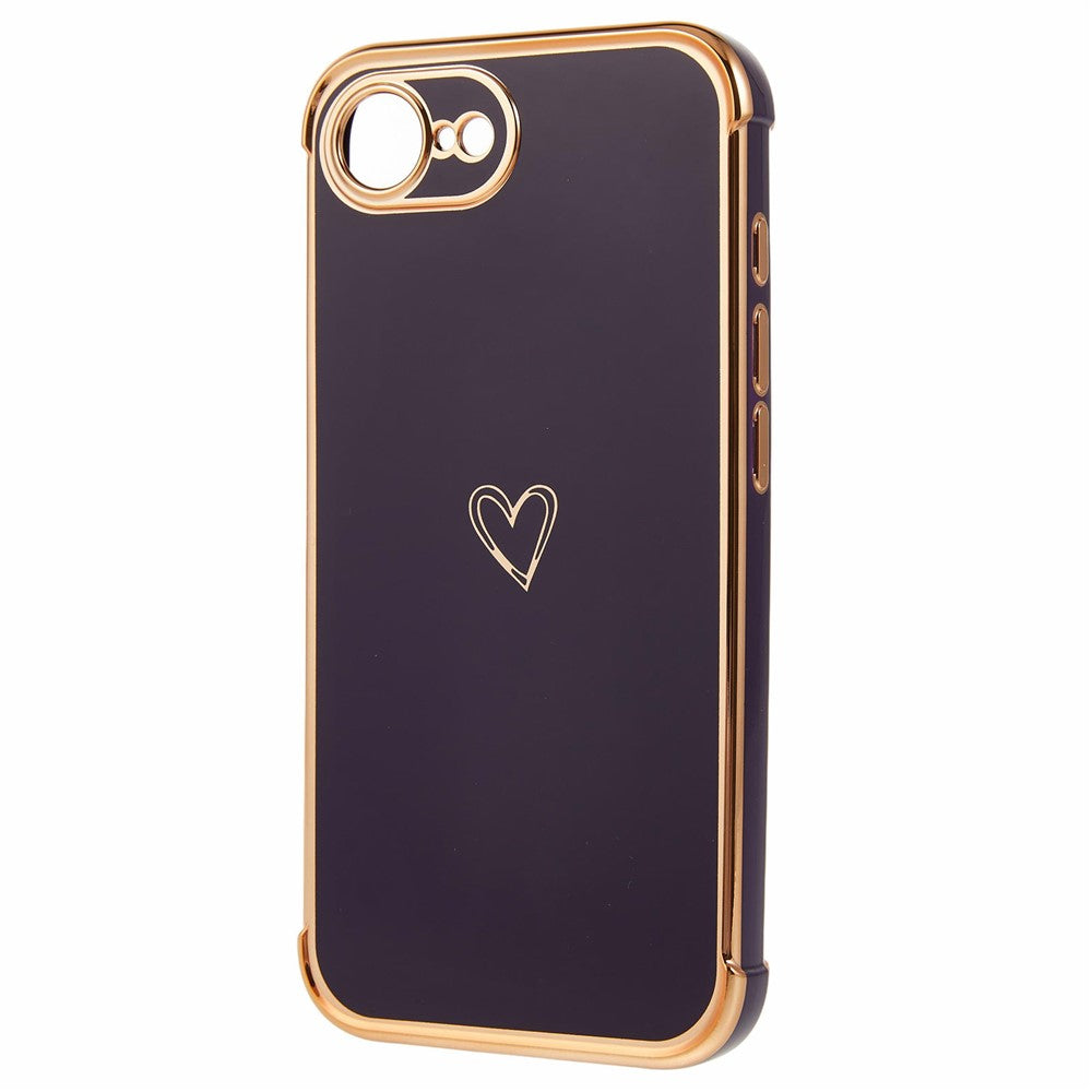 For iPhone 17e / 16e Case Love Heart Pattern TPU Phone Cover Electroplating Edge