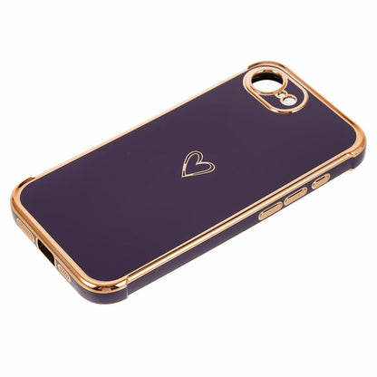 For iPhone 17e / 16e Case Love Heart Pattern TPU Phone Cover Electroplating Edge