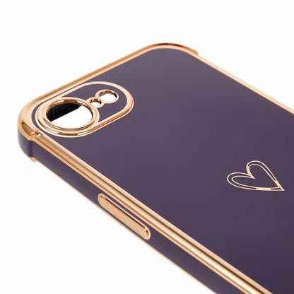 For iPhone 17e / 16e Case Love Heart Pattern TPU Phone Cover Electroplating Edge