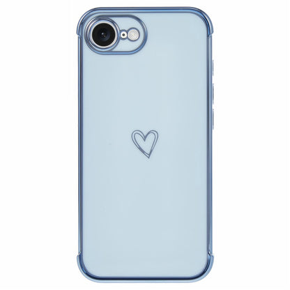 For iPhone 17e / 16e Case Love Heart Pattern TPU Phone Cover Electroplating Edge