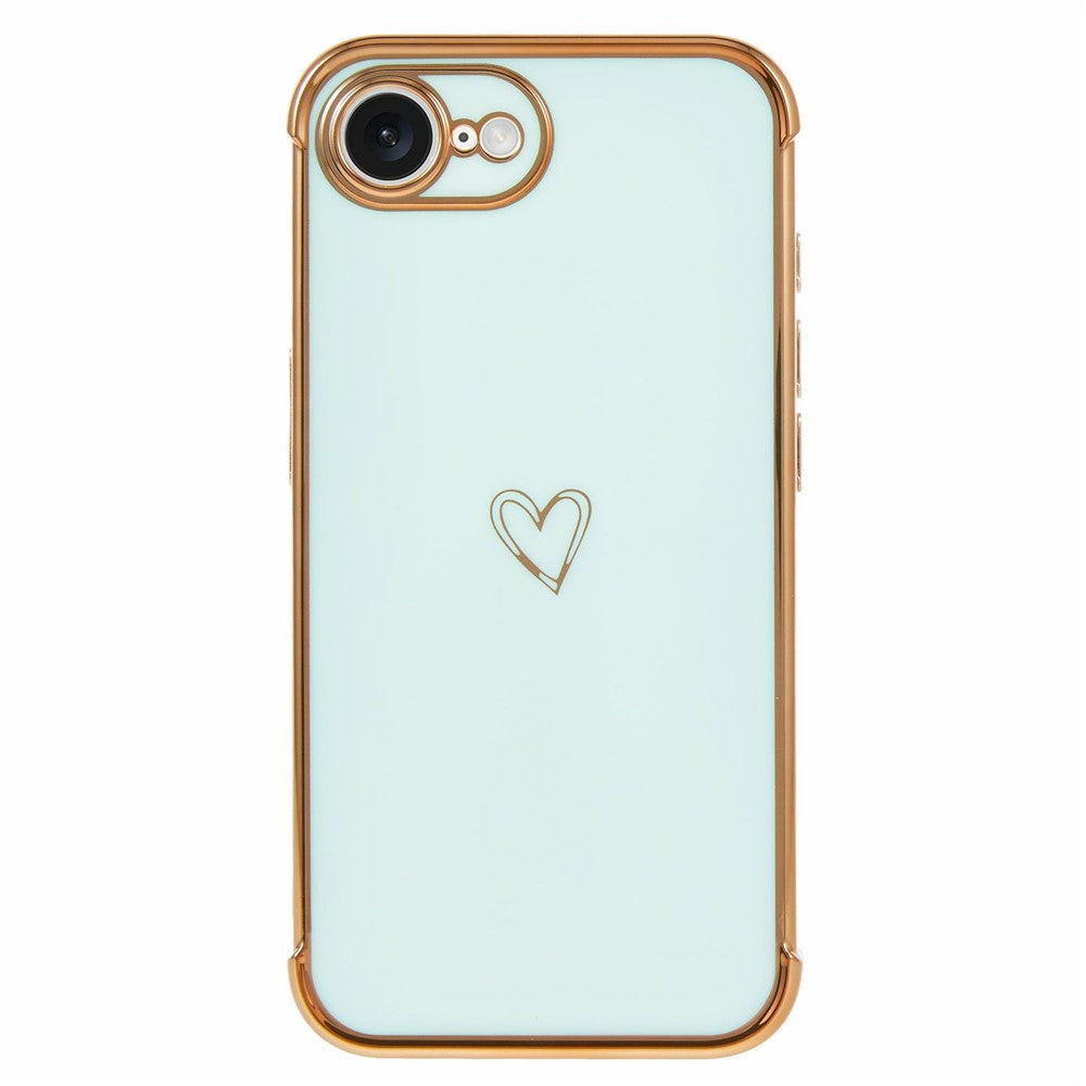 For iPhone 17e / 16e Case Love Heart Pattern TPU Phone Cover Electroplating Edge