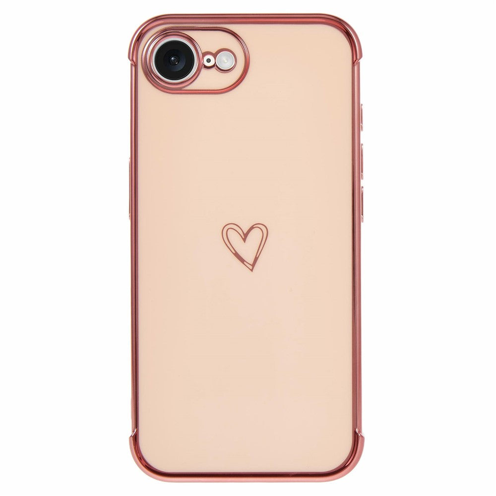 For iPhone 17e / 16e Case Love Heart Pattern TPU Phone Cover Electroplating Edge