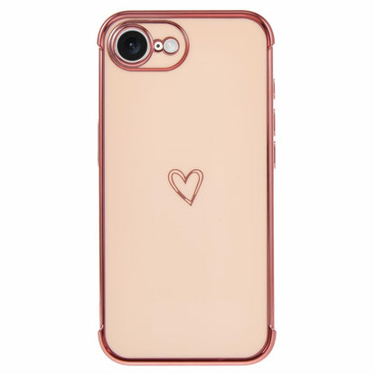 For iPhone 17e / 16e Case Love Heart Pattern TPU Phone Cover Electroplating Edge