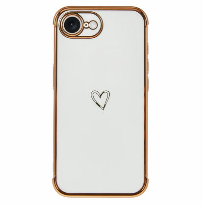 For iPhone 17e / 16e Case Love Heart Pattern TPU Phone Cover Electroplating Edge