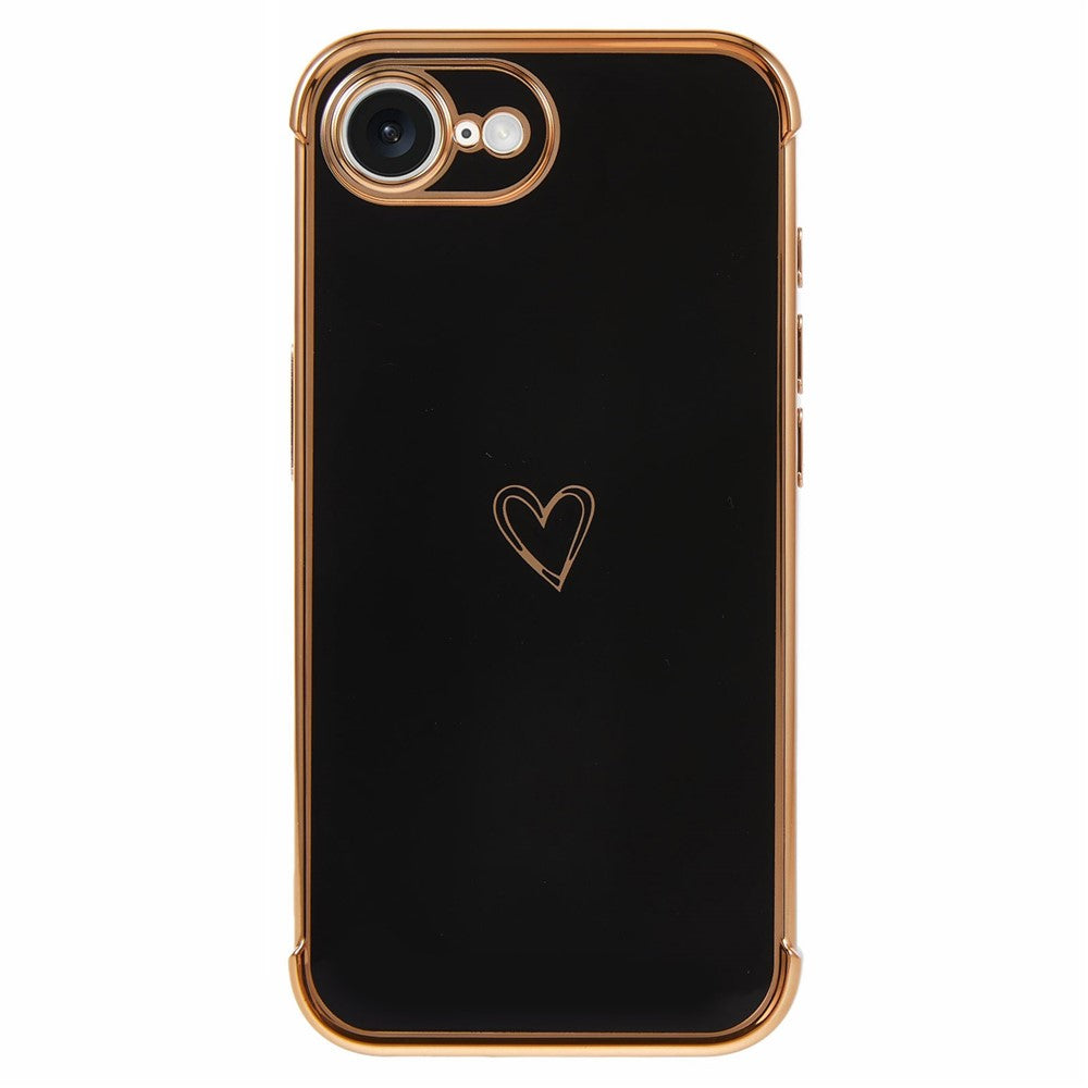 For iPhone 17e / 16e Case Love Heart Pattern TPU Phone Cover Electroplating Edge