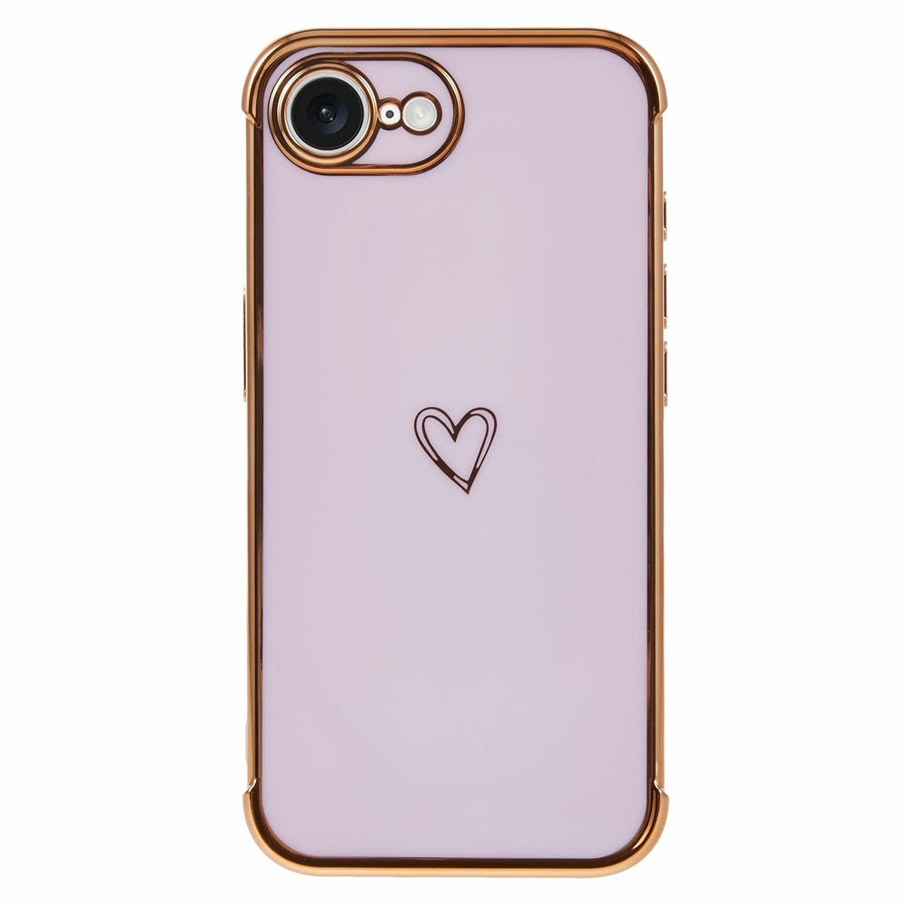 For iPhone 17e / 16e Case Love Heart Pattern TPU Phone Cover Electroplating Edge
