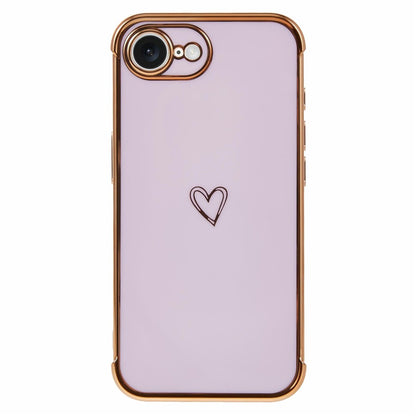 For iPhone 17e / 16e Case Love Heart Pattern TPU Phone Cover Electroplating Edge