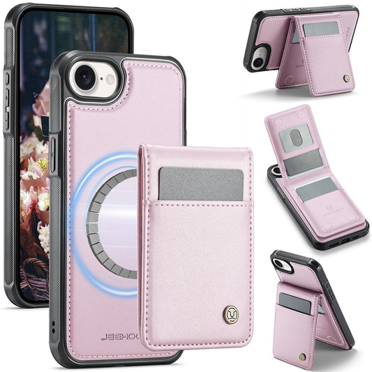 JEEHOOD For iPhone 17e / 16e Leather Back Cover Compatible with MagSafe  J06 Phone Case with Card Bag RFID Blocking