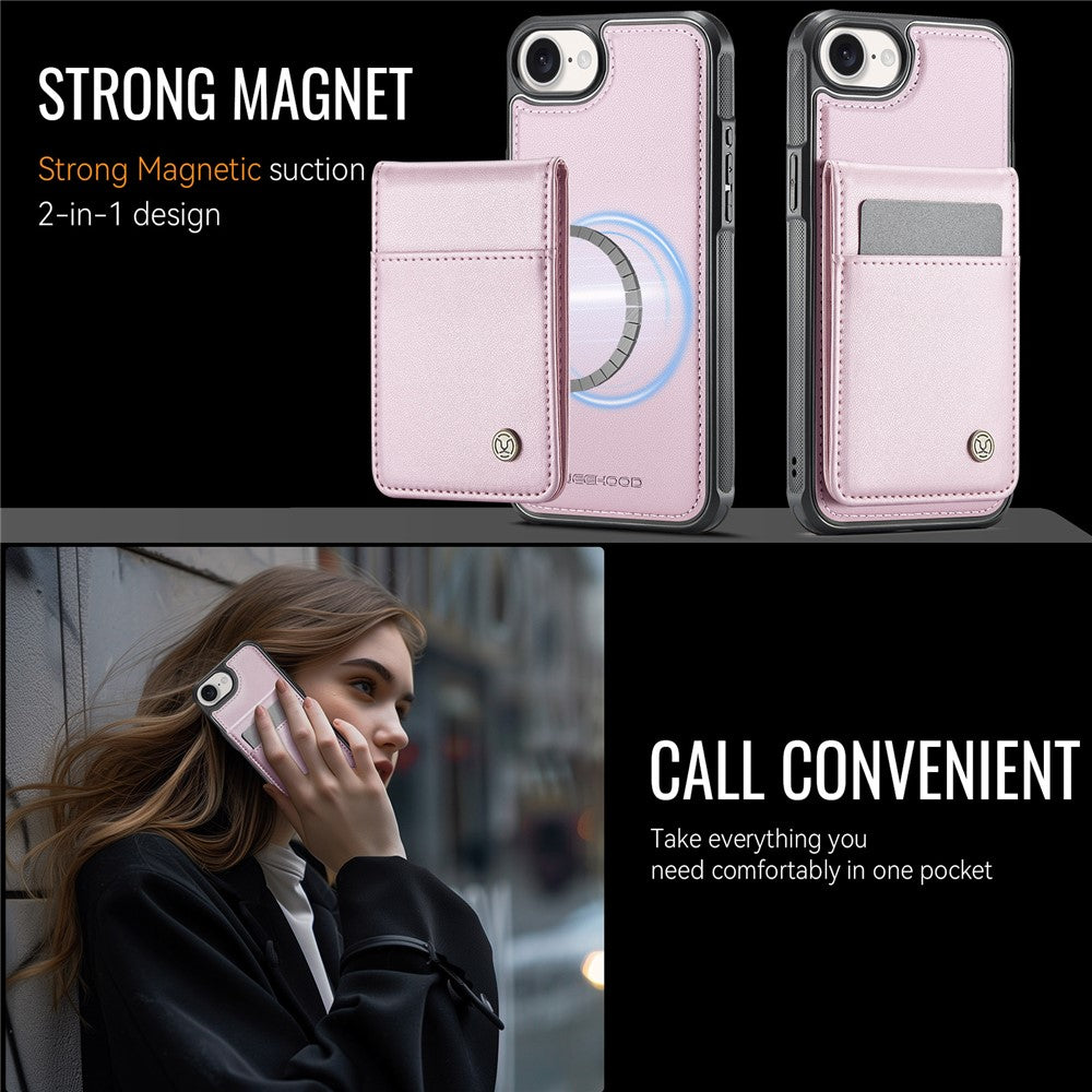 JEEHOOD For iPhone 17e / 16e Leather Back Cover Compatible with MagSafe  J06 Phone Case with Card Bag RFID Blocking