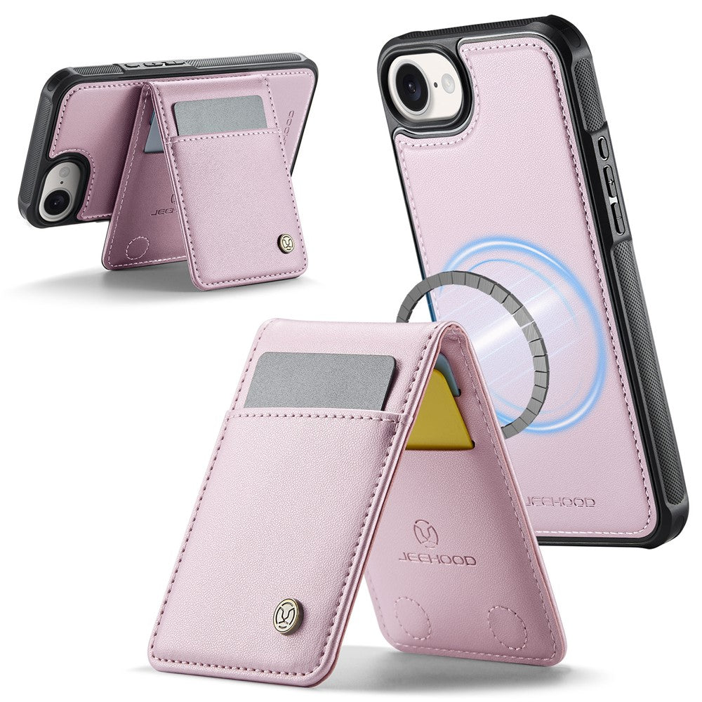 JEEHOOD For iPhone 17e / 16e Leather Back Cover Compatible with MagSafe  J06 Phone Case with Card Bag RFID Blocking