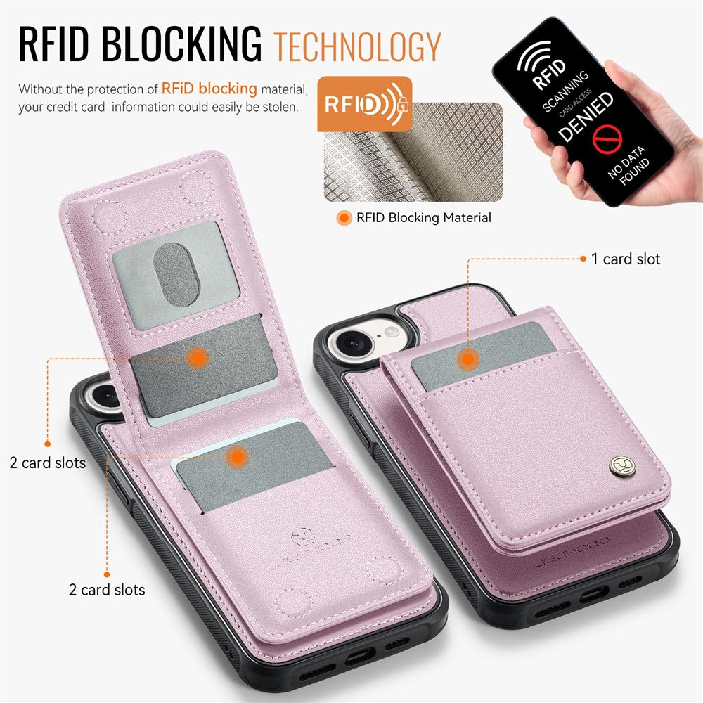JEEHOOD For iPhone 17e / 16e Leather Back Cover Compatible with MagSafe  J06 Phone Case with Card Bag RFID Blocking