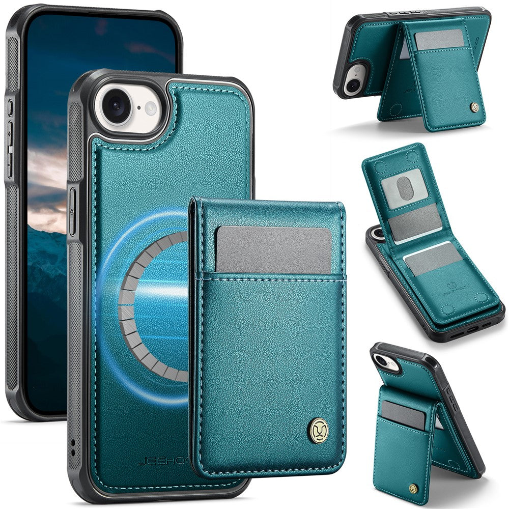 JEEHOOD For iPhone 17e / 16e Leather Back Cover Compatible with MagSafe  J06 Phone Case with Card Bag RFID Blocking