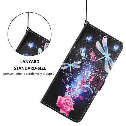 YX-2501 For iPhone 17e / 16e Stand Case Pattern Printing PU Leather Wallet Phone Cover with Lanyard