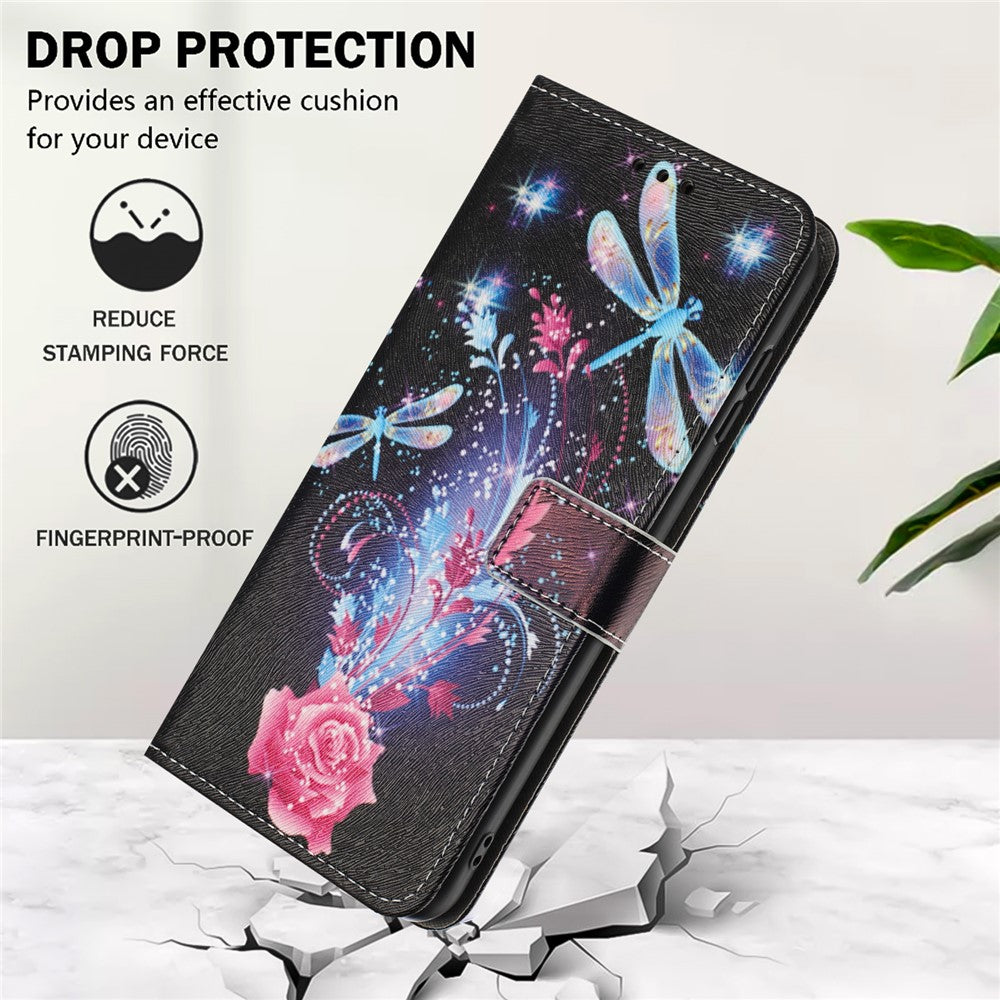 YX-2501 For iPhone 17e / 16e Stand Case Pattern Printing PU Leather Wallet Phone Cover with Lanyard