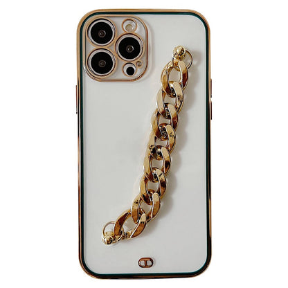 Hand Chain Design Back Case for iPhone 14 Pro Max, Dual Color Electroplating Soft TPU Protective Cover