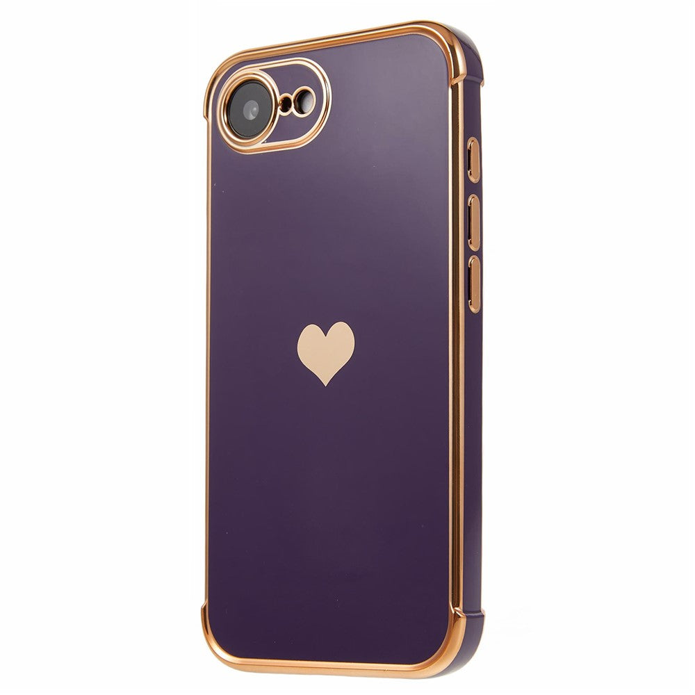 For iPhone 17e / 16e Case TPU Phone Back Cover Electroplating Heart Pattern